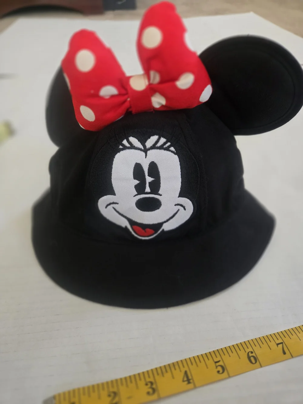 Disney Minnie Mouse Black Hat with Red Polka Dot Bow